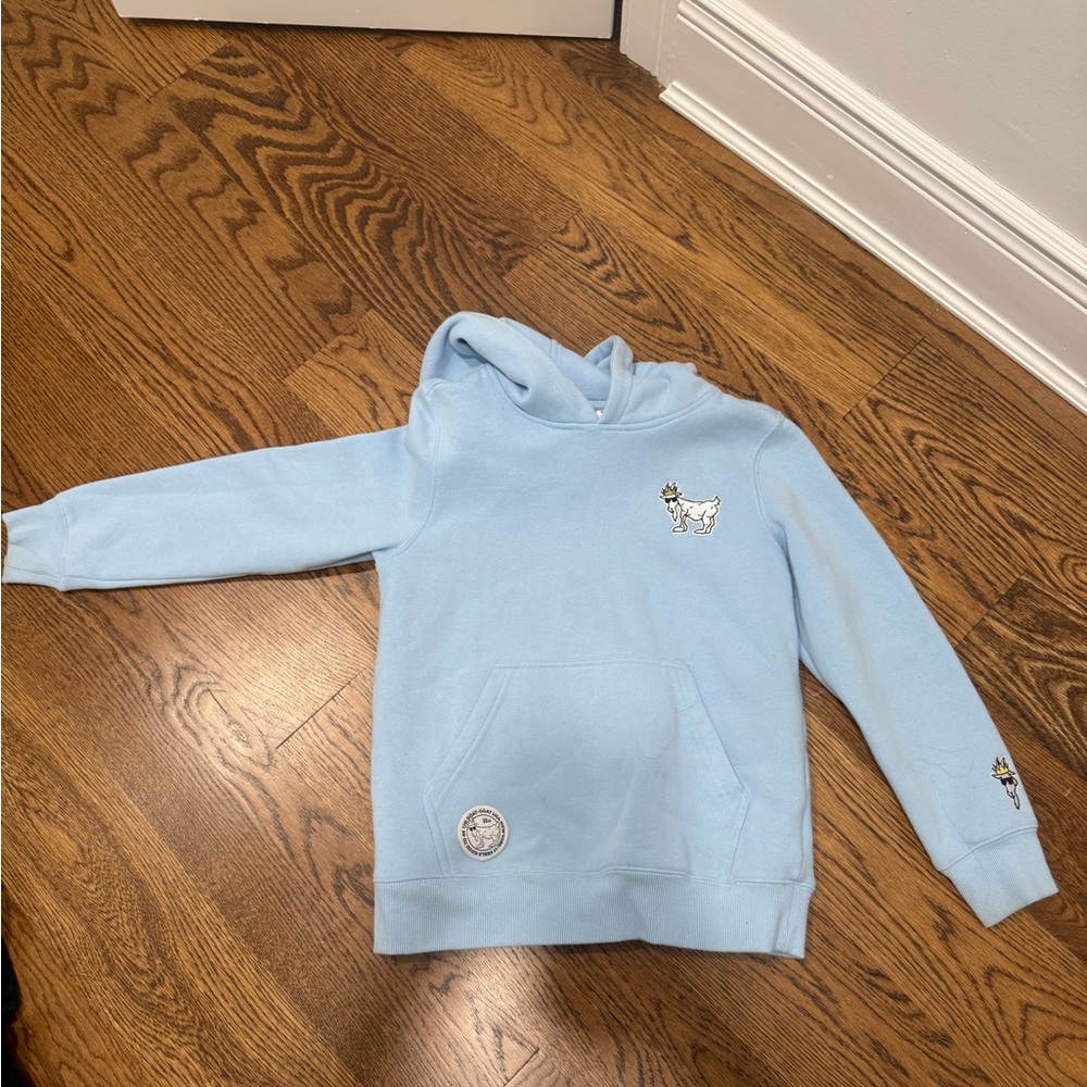 light blue kids size large goat sweatshirt